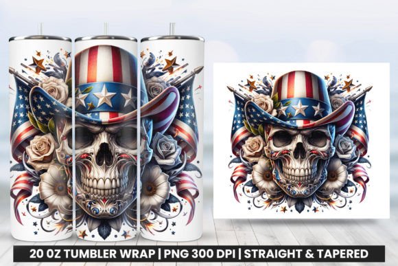 Download 4th of July Tumbler Wrap Skull PNG - Premium Resources
