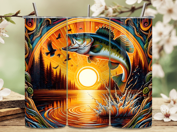 Download Abstract Sunset Bass Fishing Tumbler PNG - Premium Resources